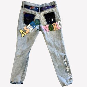 Hand-painted BDG Astroworld Ripped Jeans Sz 26R